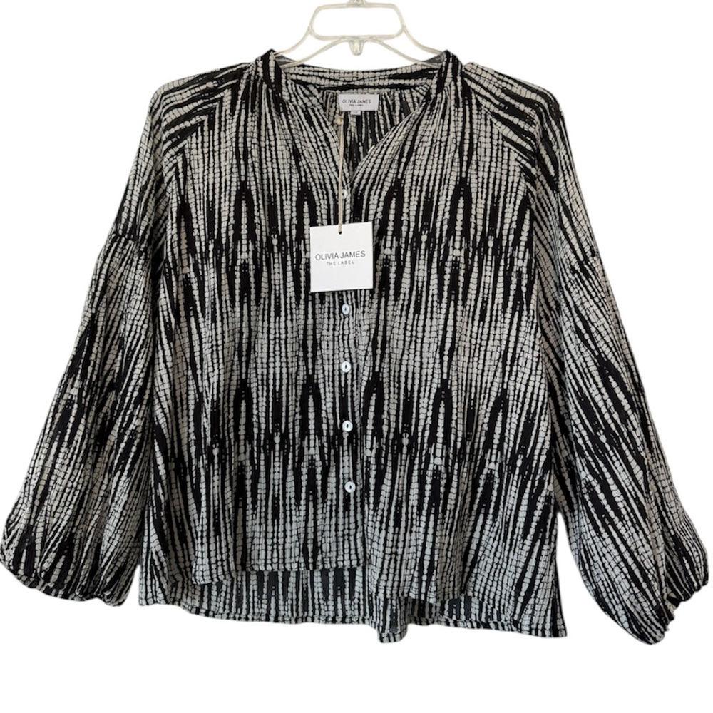 OLIVIA JAMES THE LABEL emory top in Native Print XS NWT Cotton Crepe